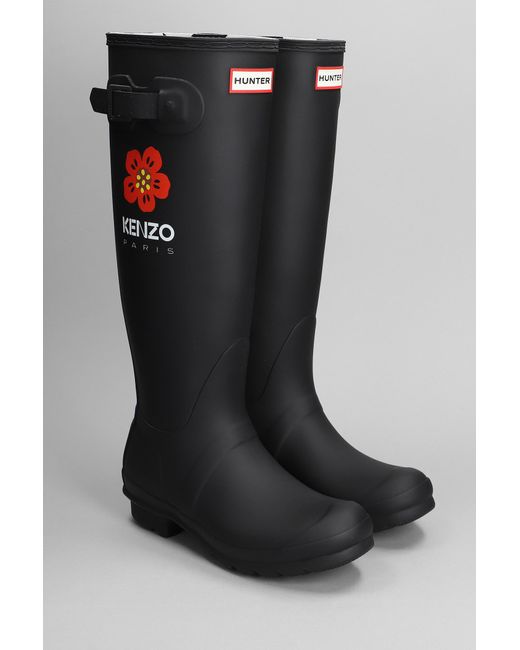 KENZO Low Heels Boots In Black Rubber/plasic