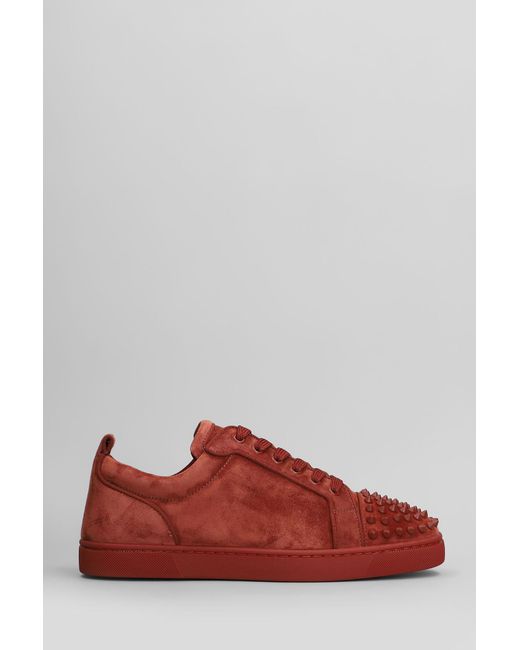 Sneakers Louis junior spikes in Camoscio Rosso di Christian Louboutin in Red da Uomo