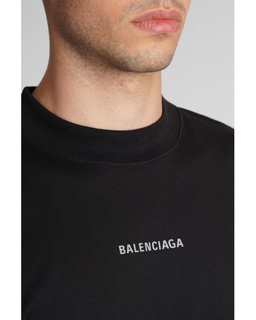 T-shirt in jersey di cotone con logo di Balenciaga in Black da Uomo