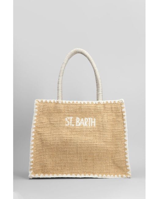 Tote Vivian mid jute in rafia Beige di Mc2 Saint Barth in Natural