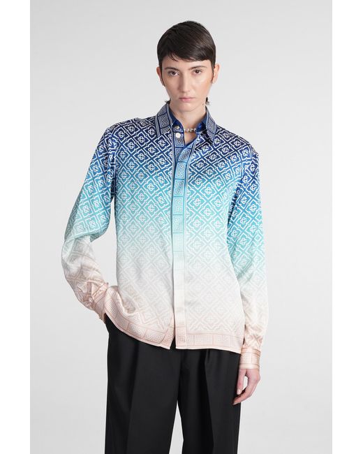 Camicia in Seta Multicolor di Casablanca in Blue
