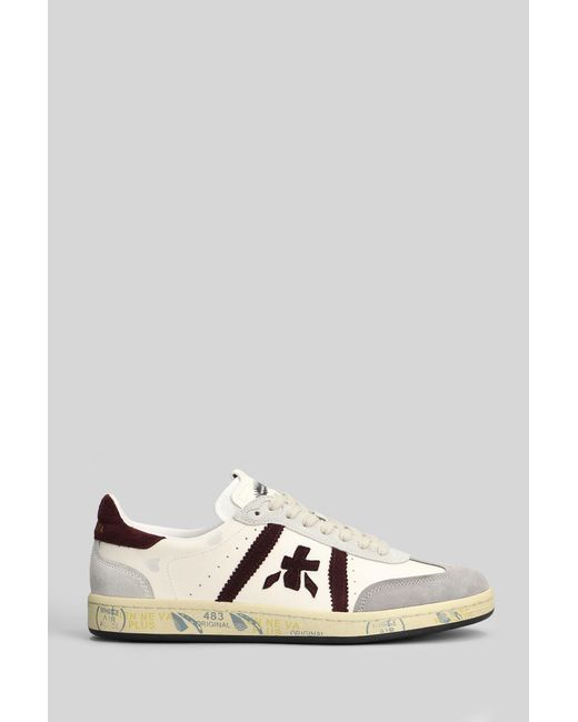 Premiata Black Bonnie Sneakers In White Suede And Leather for men