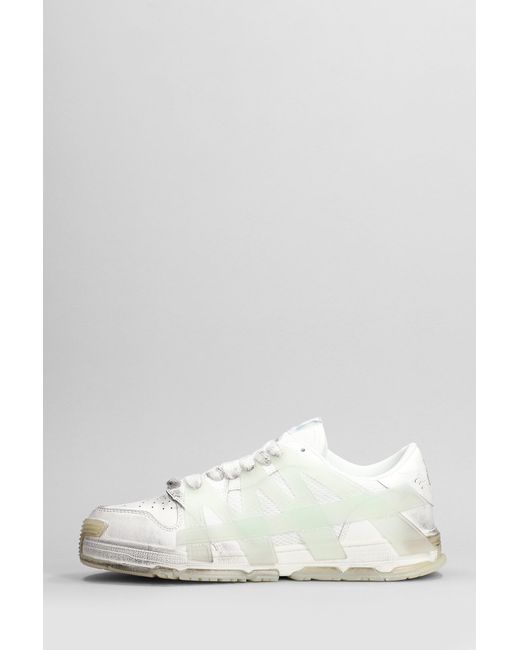 Sneakers Tank in Pelle Bianca di Acupuncture in White da Uomo