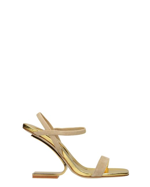 Jeffrey Campbell Natural Geometric Sandals In Suede And Leather