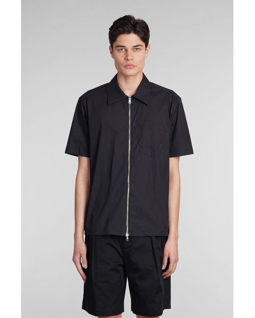 Low Brand Shirt Zip S143 Shirt In Black Cotton for men