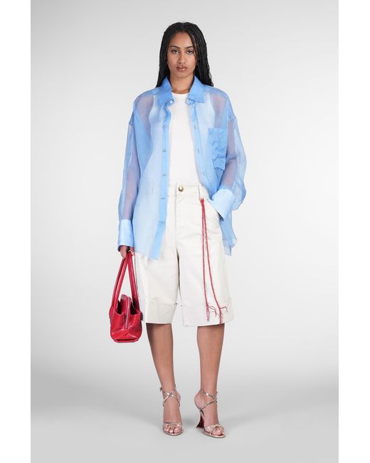 Camicia Nathalie in Seta Celeste di DARKPARK in Blue