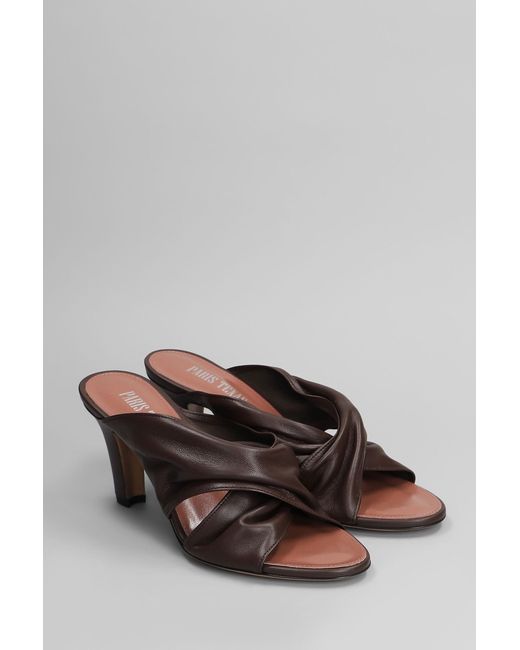 Slipper-Mule Maria Mule 75 in Pelle Marrone di Paris Texas in Gray