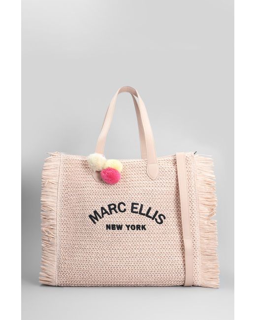 Marc Ellis Pink Buby St Josep L Tote In Powder Raffia
