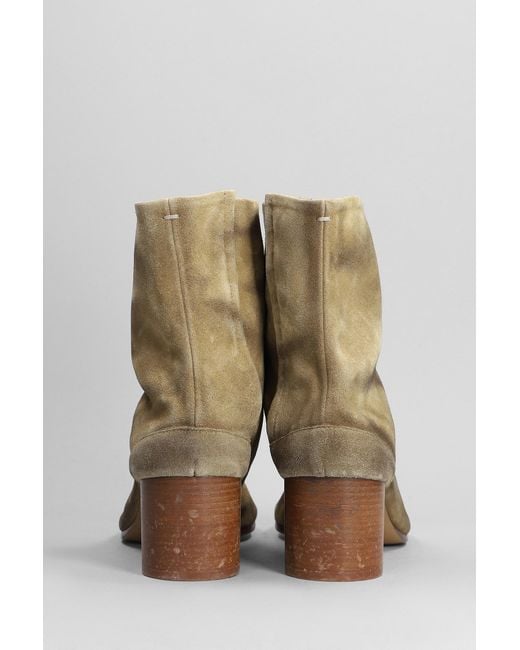 Maison Margiela Natural Tabi Ankle Boots In Camel Suede