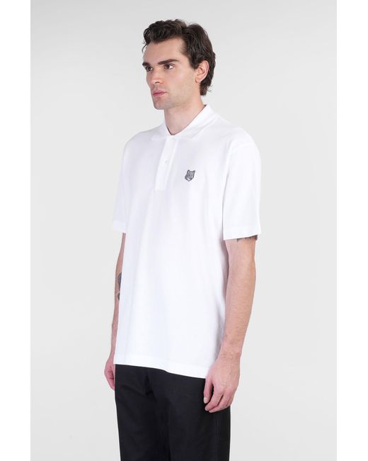 Polo in Cotone Bianco di Maison Kitsuné in White da Uomo