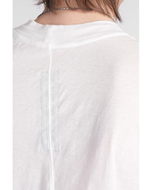 Rick Owens Cropped Small Level T-shirt In White Cotton