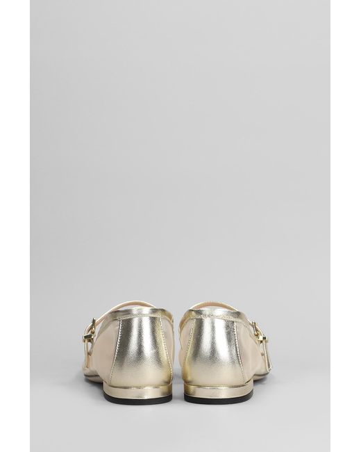 Evaluna Multicolor Ballet Flats In Platinum Leather