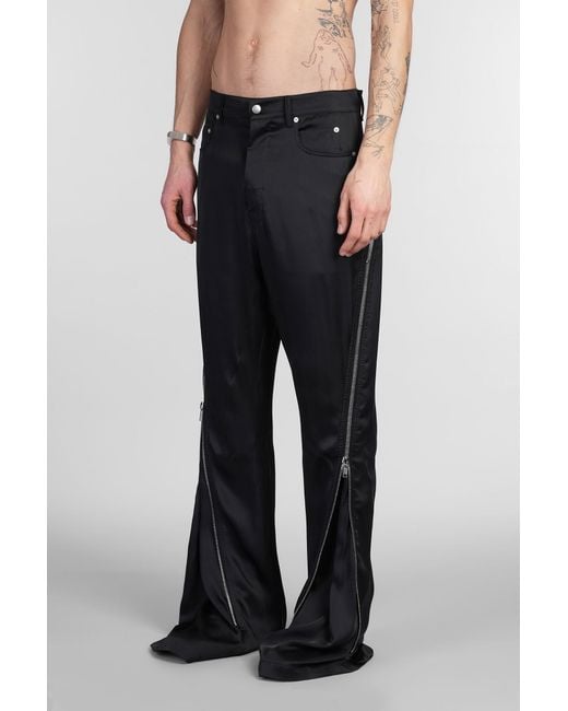 Pantalone Bolan banana in acetato Nero di Rick Owens in Black da Uomo