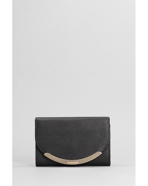 See By Chloé Gray Lizzie Wallet In Black Leather