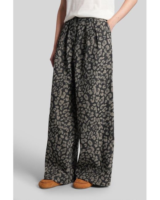 Alanui Black Pants In Grey Wool