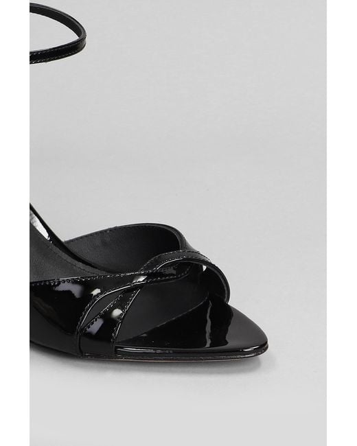 Lola Cruz Bianca 65 Sandals In Black Patent Leather