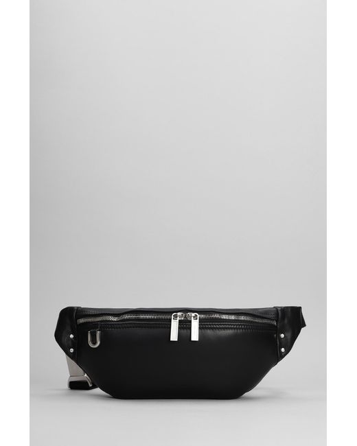 Rick Owens Gray Geo Bumbag Waist Bag In Black Leather for men