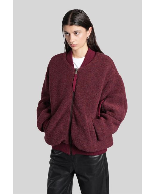 Giacca Bomber in Lana Bordeaux di Laneus in Red