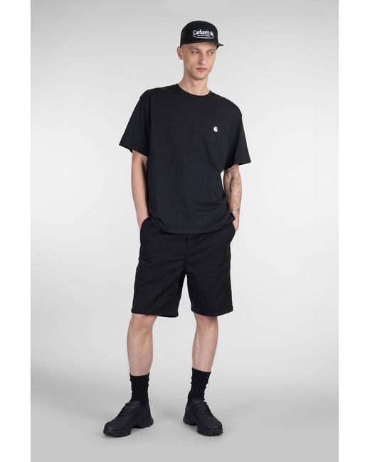 Shorts Flint Short in Cotone Nero di Carhartt in Black da Uomo