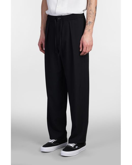 Pantalone in Lana Nera di Attachment in Black da Uomo