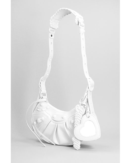 Borsa a spalla Le cagole sho xs in Pelle Bianca di Balenciaga in White