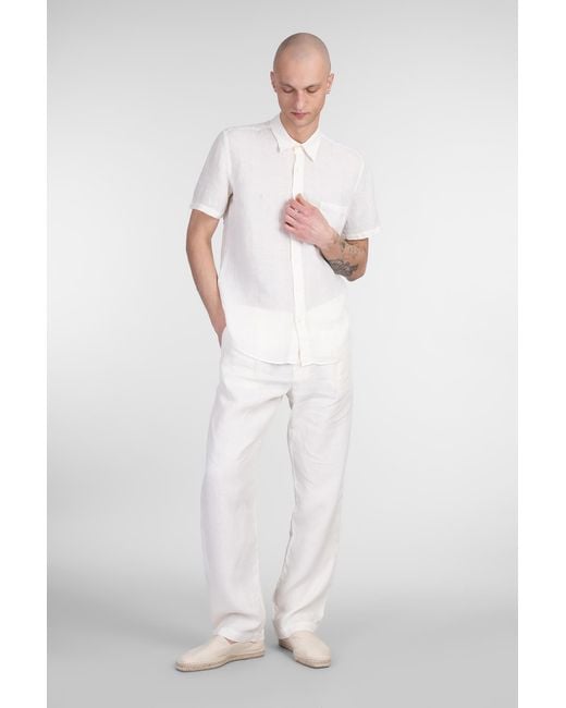 Camicia in lino Beige di 120 in White da Uomo