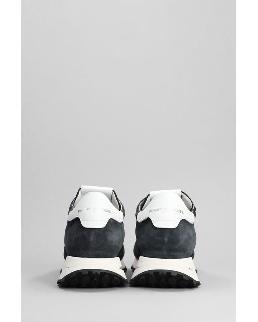 Sneakers Tropez Haute Low in Camoscio e Tessuto Nero di Philippe Model in Gray da Uomo