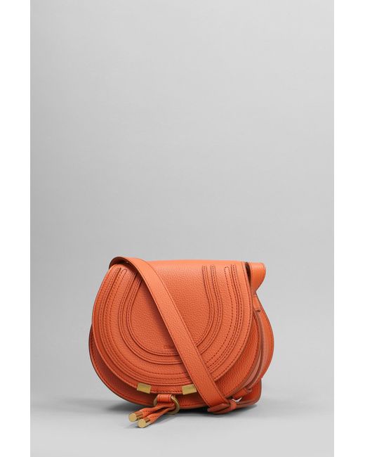 Chloé Mercie Shoulder Bag In Orange Leather