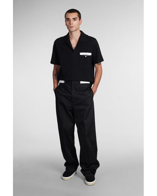 Palm Angels Black Polo In Cotton for men