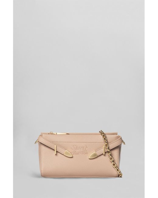 Borsa a spalla Quira grain pouch in Pelle Cipria di Secret Pon-pon in Natural
