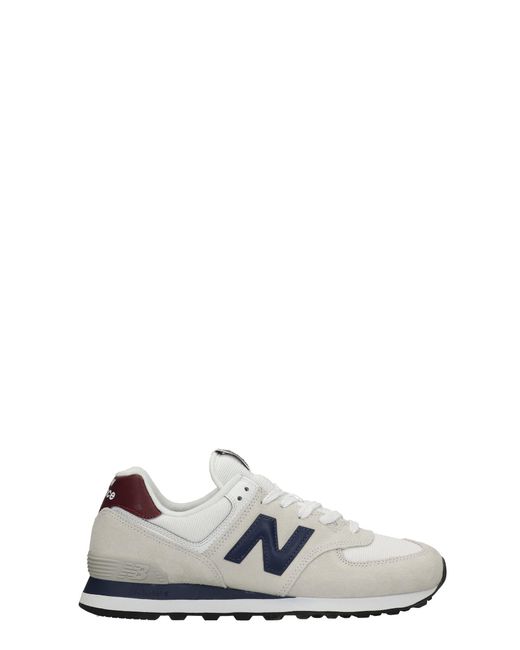 New Balance 574 Sneakers In White Suede And Fabric for Men - Lyst