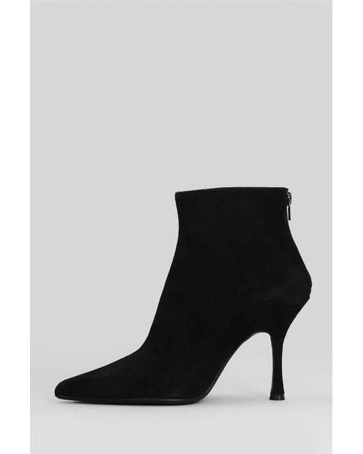 Anna F. High Heels Ankle Boots In Black Suede