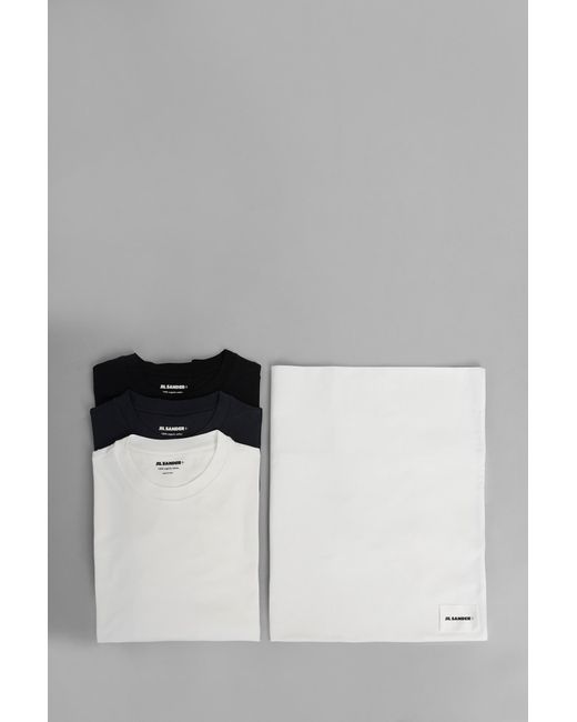 T-Shirt 3-pack in Cotone Nero di Jil Sander in Gray da Uomo
