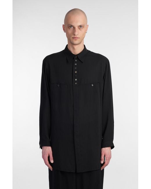 Camicia in Cellulosa Nera di Y's Yohji Yamamoto in Black da Uomo