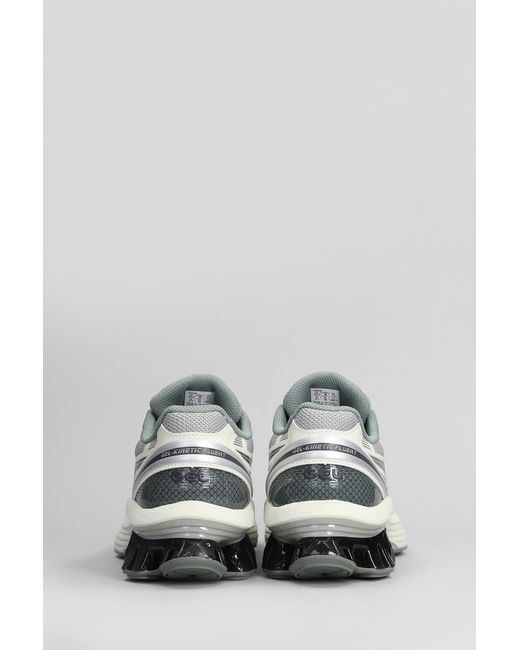 Asics White Gel-kinetic Fluent Sneakers In Grey Leather And Fabric