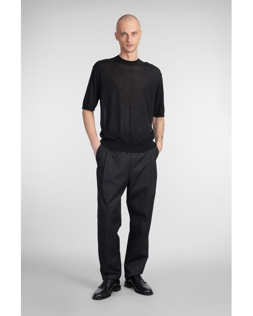 Pantalone in Cotone Nero di Laneus in Black da Uomo