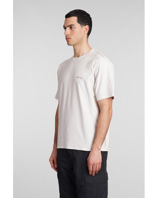 T-Shirt in Cotone Beige di Stussy in White da Uomo