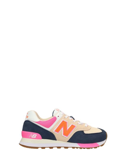 New Balance 574 Sneakers In Multicolor Suede And Fabric