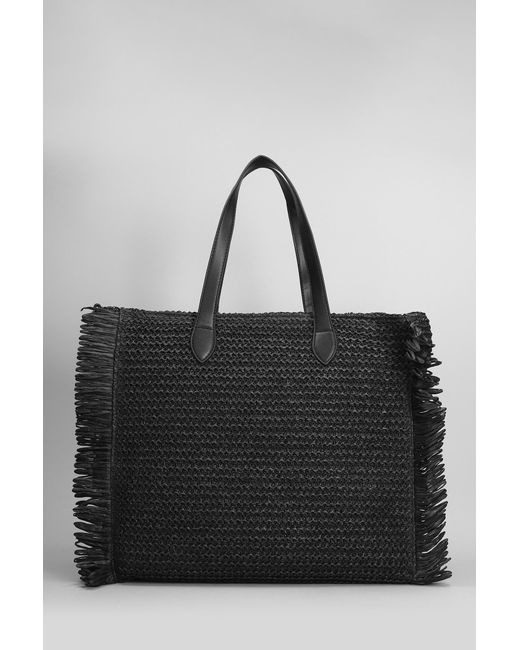 Marc Ellis Gray Buby St Josep L Tote In Black Raffia