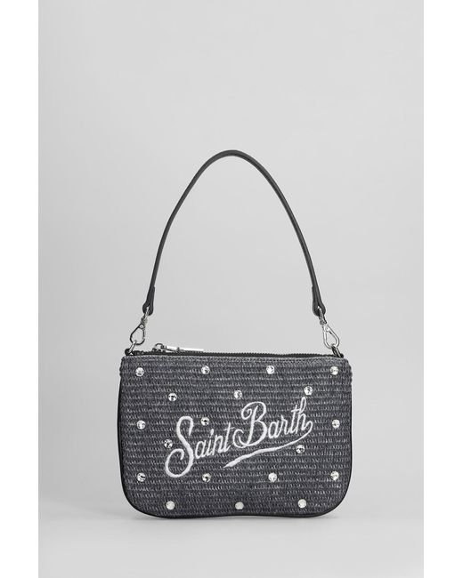 Mc2 Saint Barth Parisienne Mini Clutch In Black Raffia
