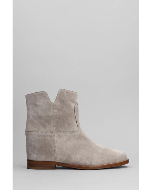 Via Roma 15 Gray Ankle Boots Inside Wedge In Taupe Suede