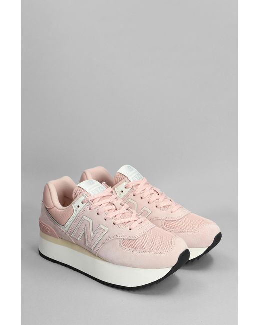 New Balance 574 Sneakers In Rose-pink Suede And Fabric | Lyst
