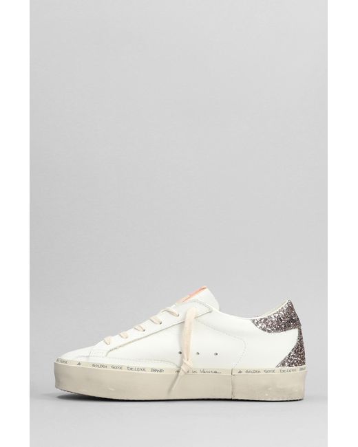 Golden Goose Deluxe Brand White Hi Star Sneakers In Leather