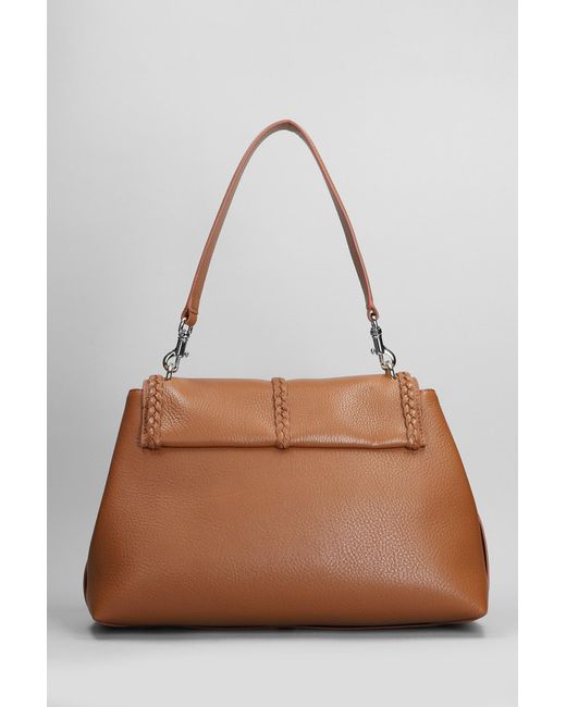 Chloé Brown Penelope Shoulder Bag In Leather Color Leather