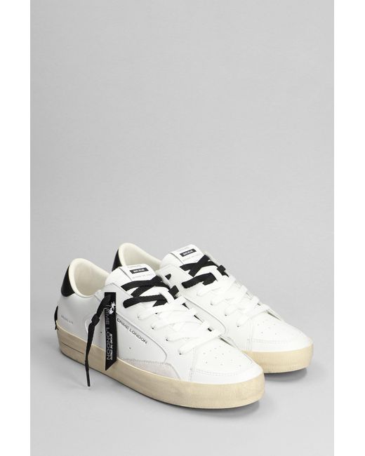 Crime London Multicolor Sneakers In White Leather for men