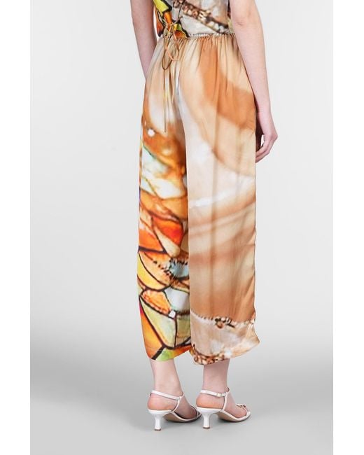 Yavi White Pants In Multicolor Polyamide Polyester