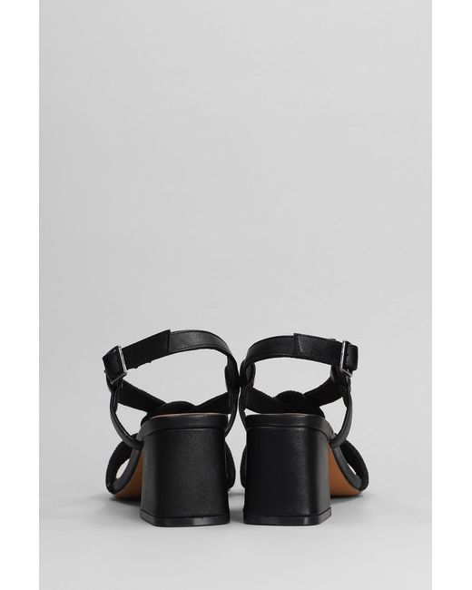 Bibi Lou Gray Alia Sandals In Black Leather And Fabric