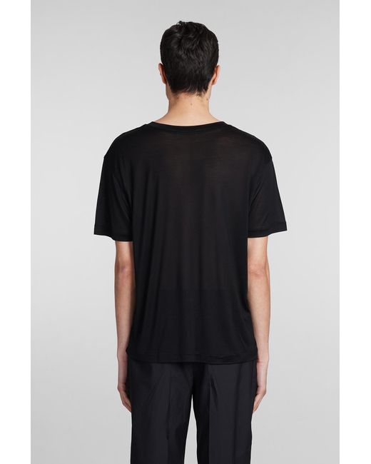 T-Shirt in Seta Nera di Lemaire in Black da Uomo