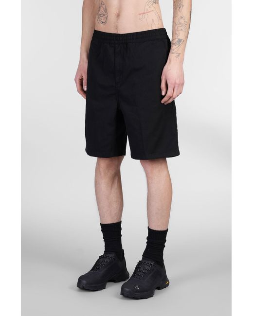 Shorts Flint Short in Cotone Nero di Carhartt in Black da Uomo
