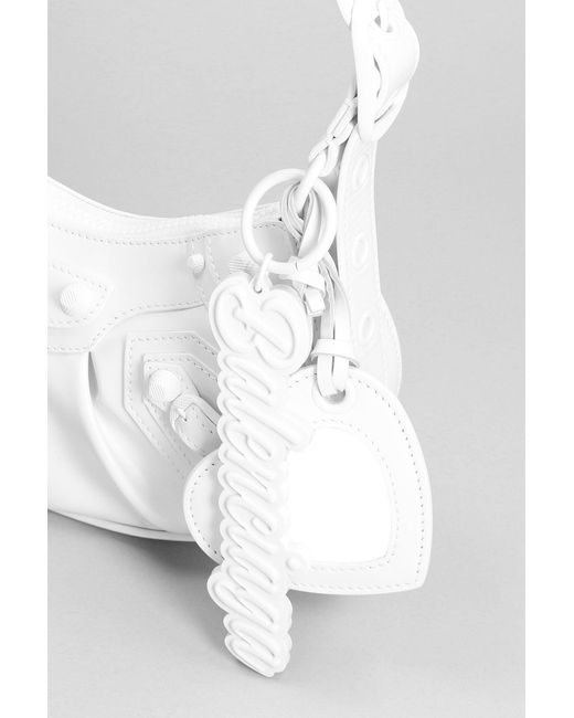 Borsa a spalla Le cagole sho xs in Pelle Bianca di Balenciaga in White
